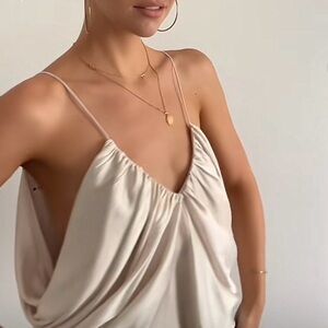 Zara ZW Collection Draped Satin Effect Top